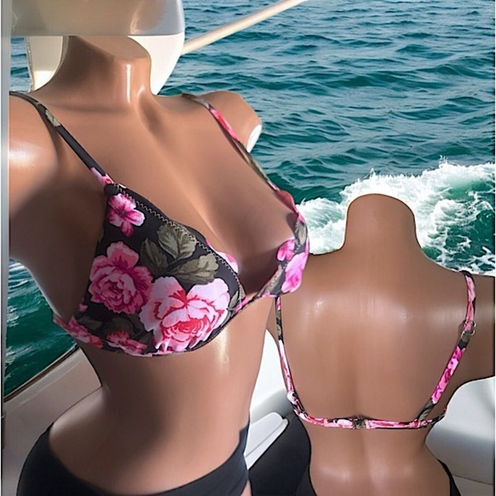 Xhilarartion Swimwear l Black & Hot Pink Bikini Top l XS l EUC